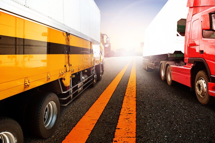 container truck and ship in import,export harbor port with cargo freight plane flying use for transport and logistic ,shipping business background,backdrop