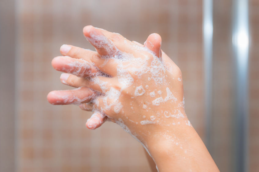 Close up of washing hands, cleaning hands