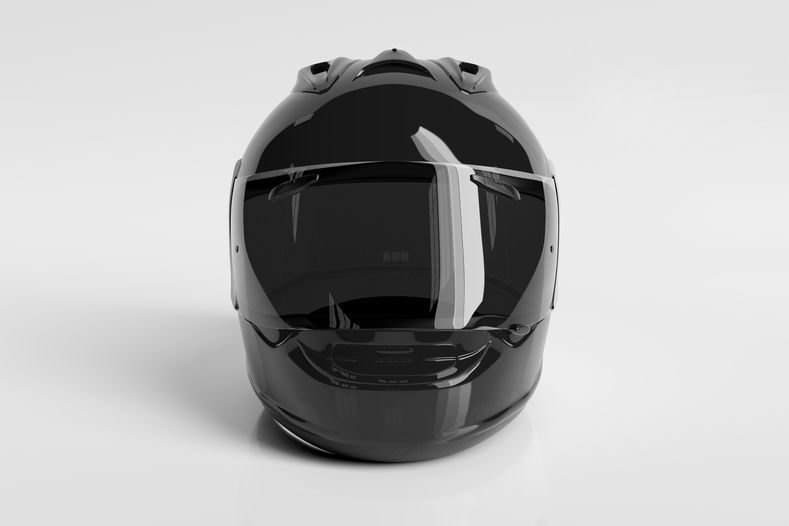 Black motorcycle helmet isolated on white Mockup 3D rendering