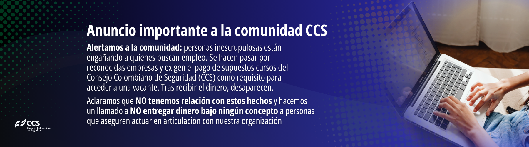 Anuncio a la comunidad Consejo Colombiano de Seguridad - CCS