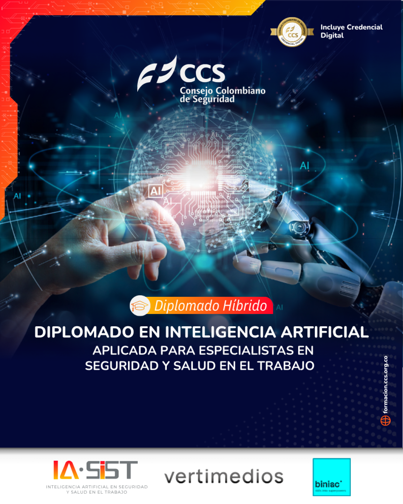 La incorporación de nuevas tecnologías plantea oportunidades para transformar la gestión de la Seguridad y Salud en el Trabajo (SST). Ante este escenario, el Consejo Colombiano de Seguridad (CCS), Vertimedios y Biniac unen sus capacidades y experiencia para ofrecer una formación especializada que conecta la inteligencia artificial con los desafíos actuales de la gestión de riesgos en las organizaciones.